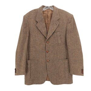 DONEGAL TWEED Blazer Jacket Brown Speckled Luigi Tioli Italy Size IT 52
